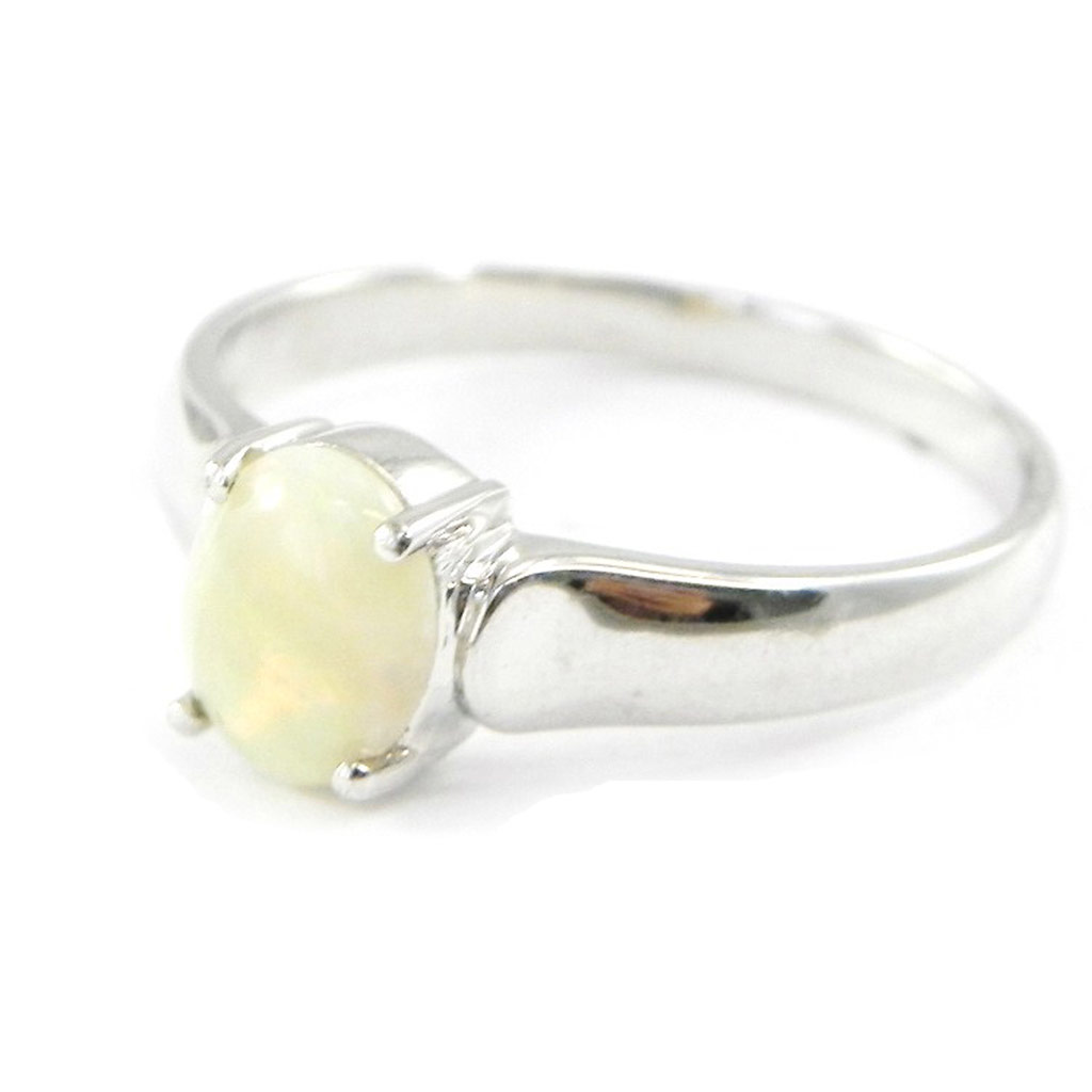 Bague Argent \'Déesse Opale\' Blanc argenté (rhodié) - 8 mm - [F6074]
