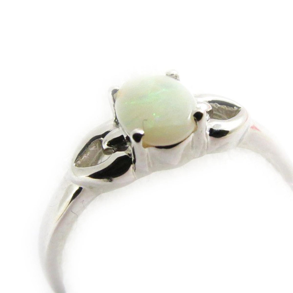 Bague Argent \'Déesse Opale\' Blanc argenté (rhodié) - pierre 7x4 mm - [G1025]