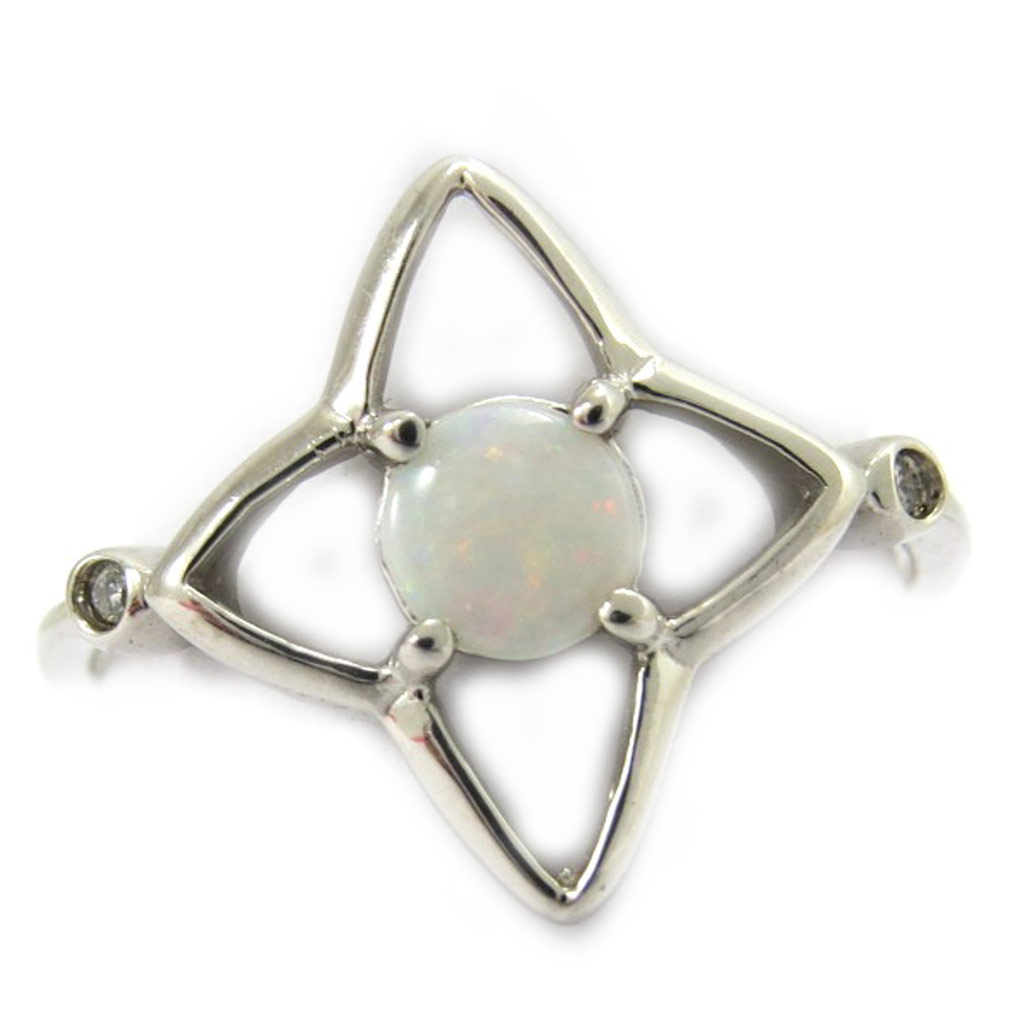 Bague Argent \'Déesse Opale\' Blanc argenté (rhodié) - 14x15 mm - [G8691]