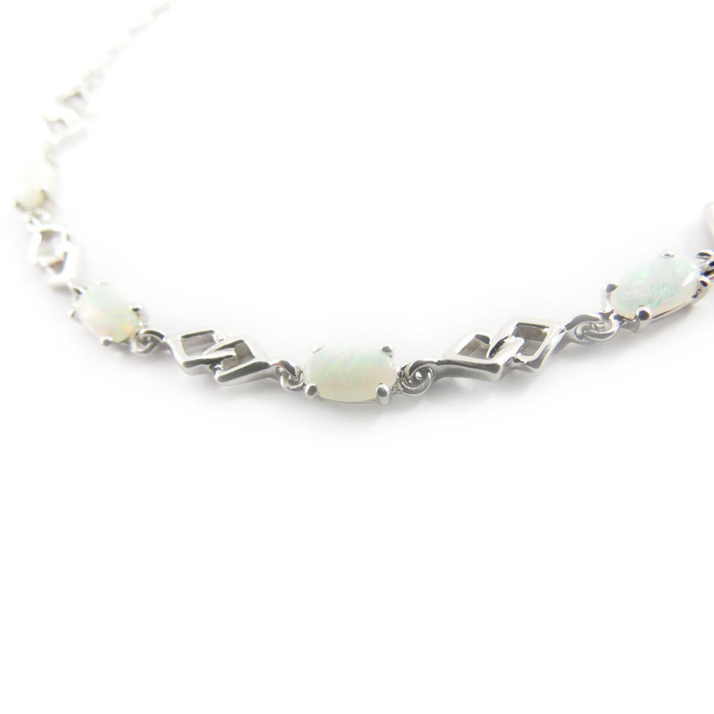 Bracelet Argent \'Déesse Opale\' Blanc argenté (rhodié) - 3 mm - [H7474]
