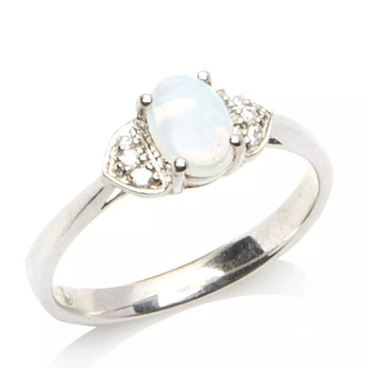 les trésors de lily Bague Argent 'Déesse Opale' Blanc argenté (rhodié) 12x16 mm [I2552]