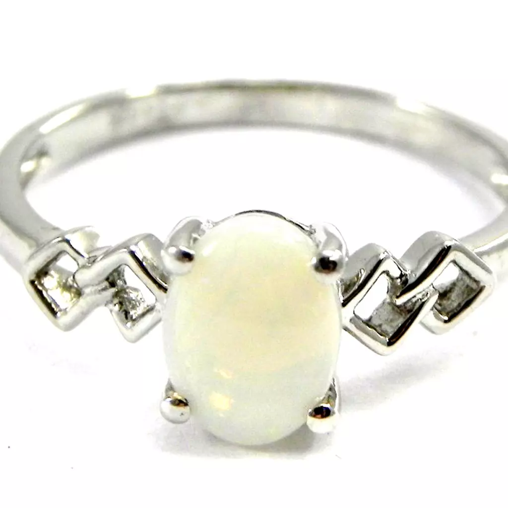 les trésors de lily Bague Argent 'Déesse Opale' Blanc argenté (rhodié) 6x9 mm [I2555]