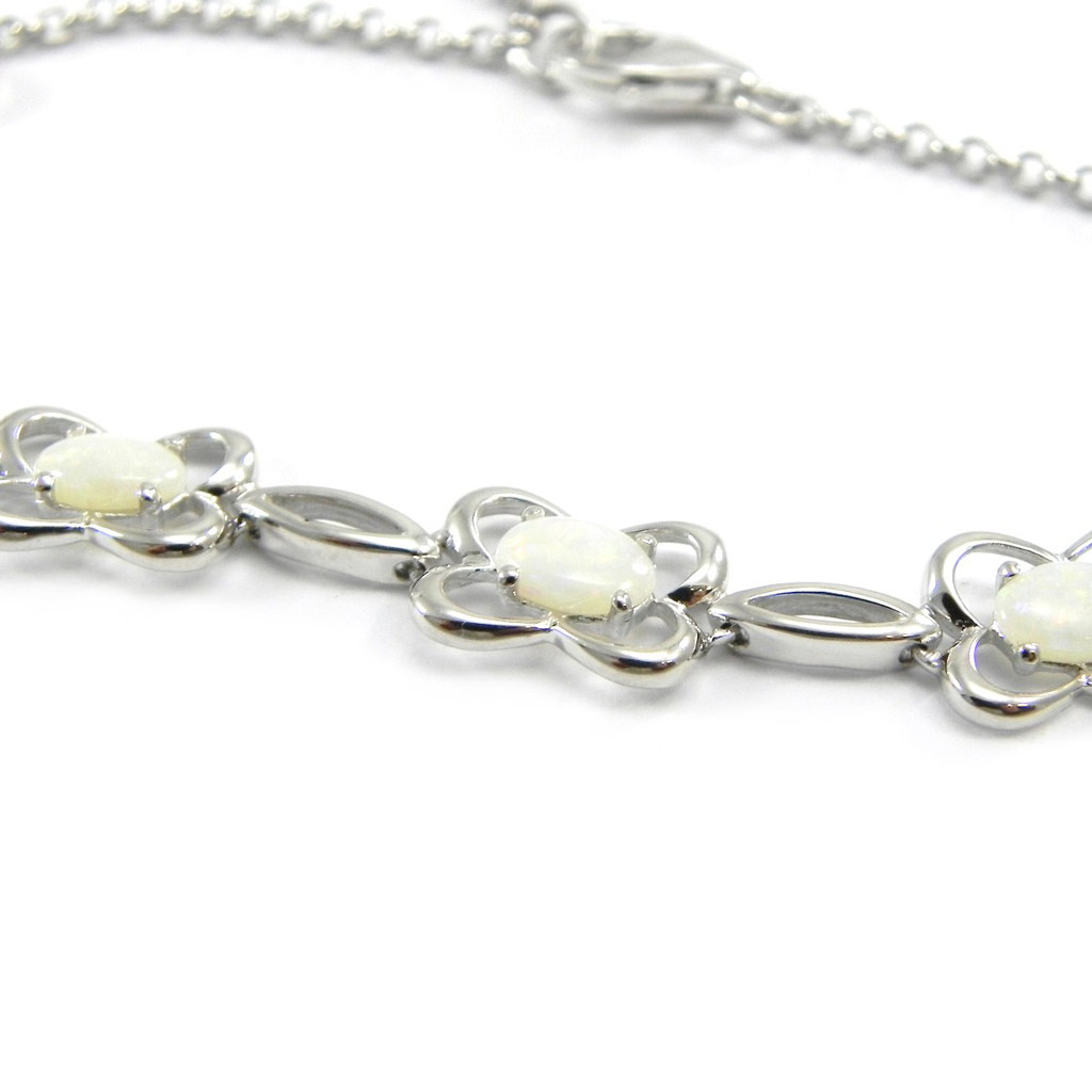 Bracelet Argent \'Déesse Opale\' Blanc argenté (rhodié) - 10 mm - [I2629]
