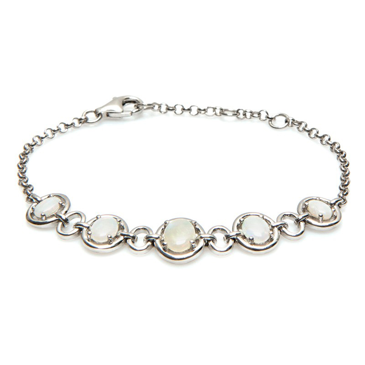 Bracelet Argent \'Déesse Opale\' Blanc argenté (rhodié) - 10 mm - [I2630]