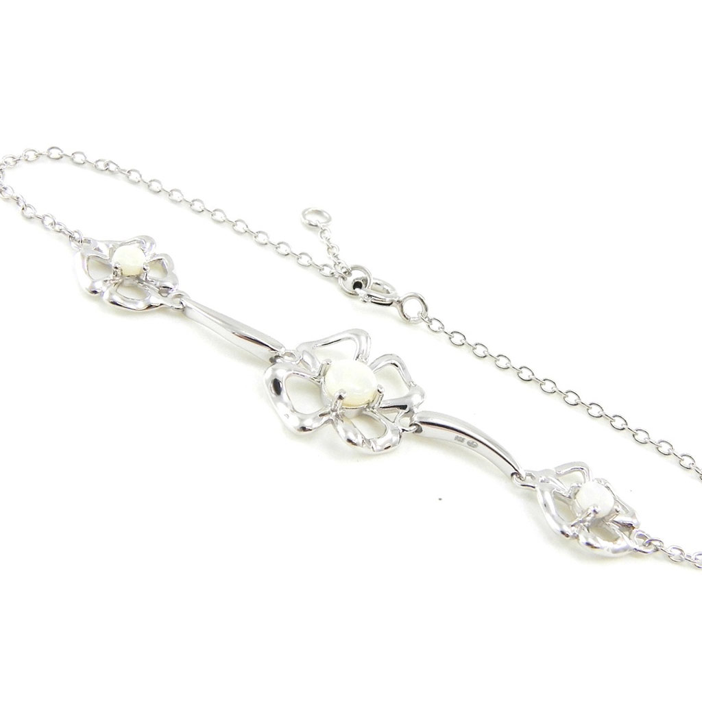 Bracelet Argent \'Déesse Opale\' Blanc argenté (rhodié) - 15 mm - [I8923]