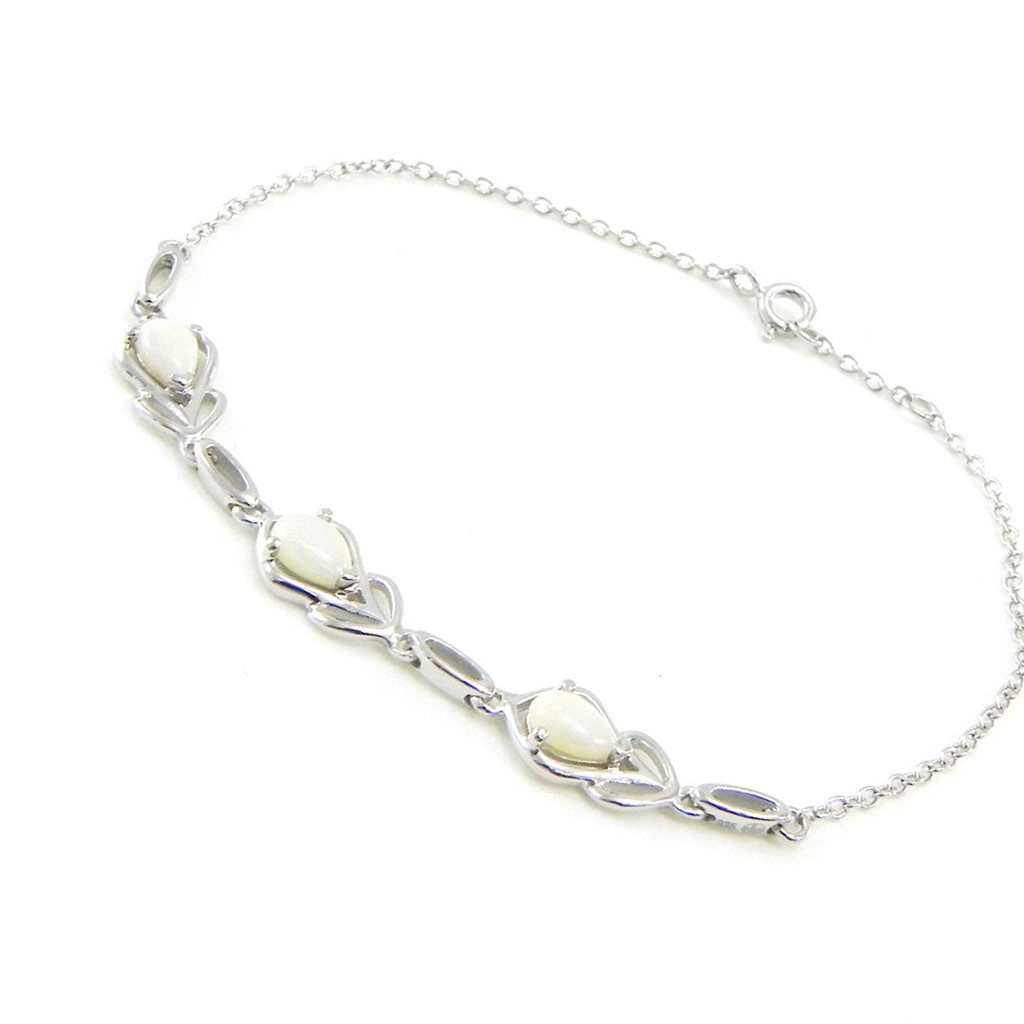 Bracelet Argent \'Déesse Opale\' Blanc argenté (rhodié) - 7 mm - [I8925]