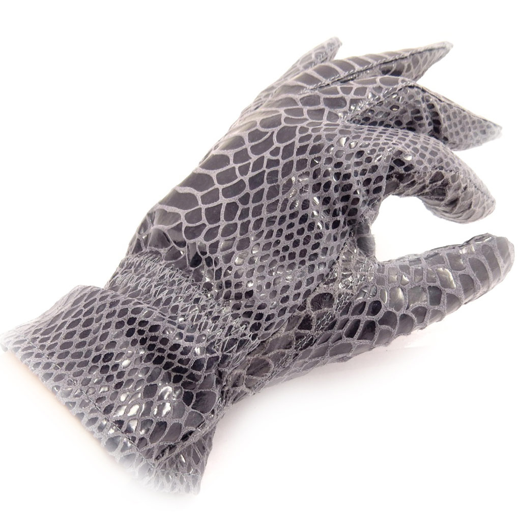 Gants femme cuir \'Scarlett\' bleu lavande python - taille unique - [K7585]