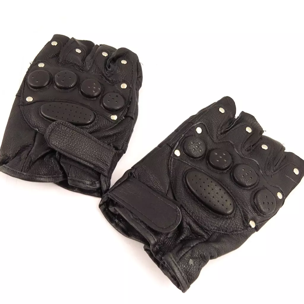 les trésors de lily Mitaines cuir 'Pilote' noir taille unique [K9151]