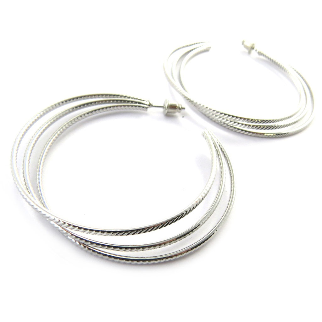 Créoles \'Chorégraphie\' argenté Ø 55 mm - [M9309]