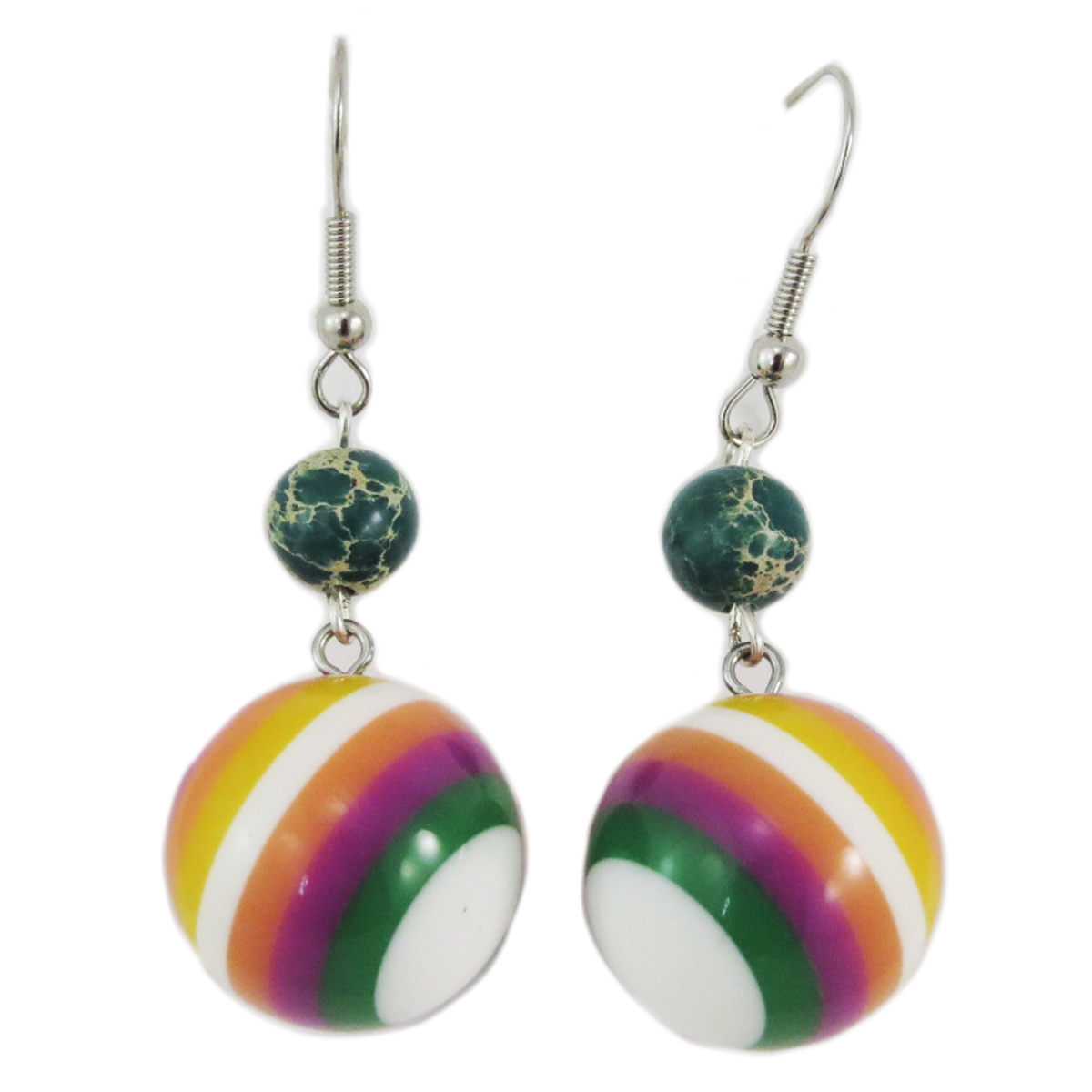 Boucles d\'oreilles résine \'Coloriage\' vert orange - 35x20 mm - [R3653]