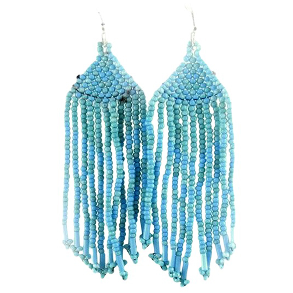 Boucles d\'oreilles \'Calcutta\' turquoise - 85x20 mm - [R8004]