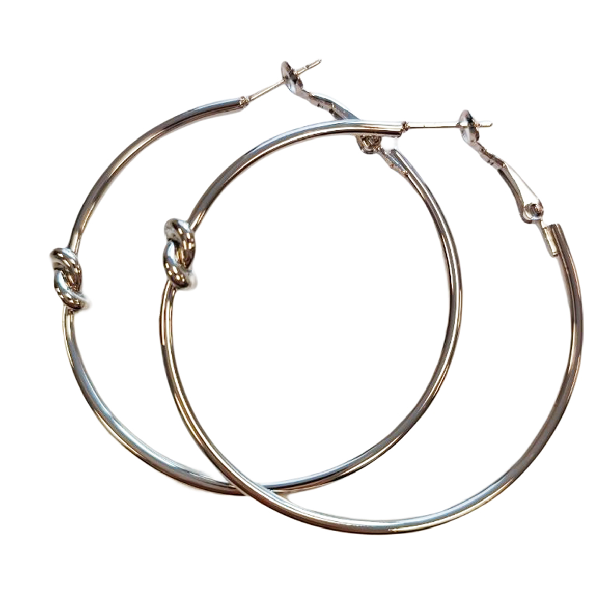 Créoles \'Chorégraphie\' argenté Ø 50 mm 2 mm (nœud) - [R8094]