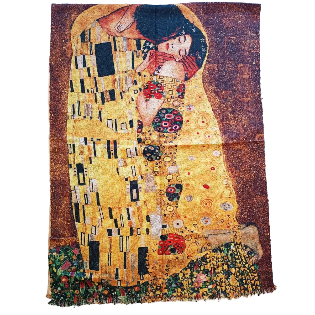 Écharpe laine bouclé \'Gustav Klimt\' le Baiser - 180x70 cm - [R8141]