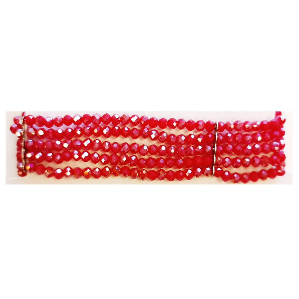 Bracelet Créateur \'Sissi\' rouge - 5 rangs, perles 3 mm - [R8158]