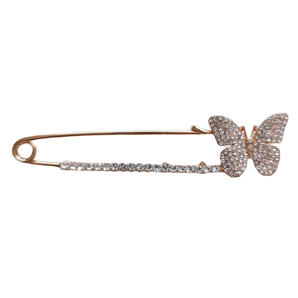 Broche Créateur \'Sissi\' blanc doré (papillon) - 88x20 mm - [R8175]