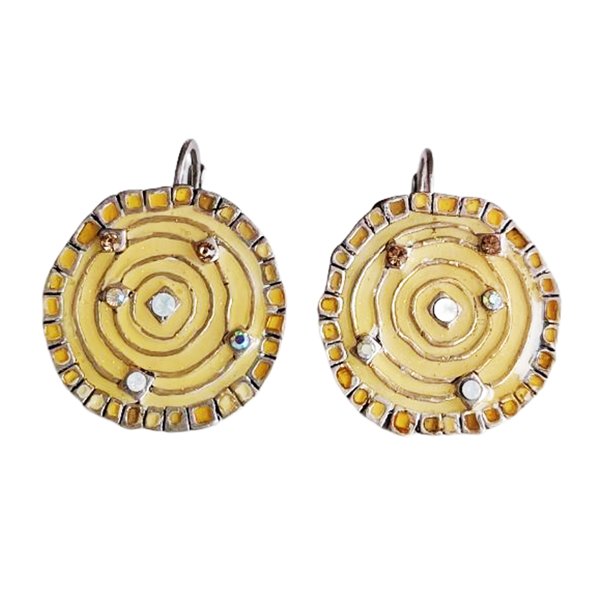 Dormeuses créateur \'Mosaic\' sable - 20x20 mm - [R8181]