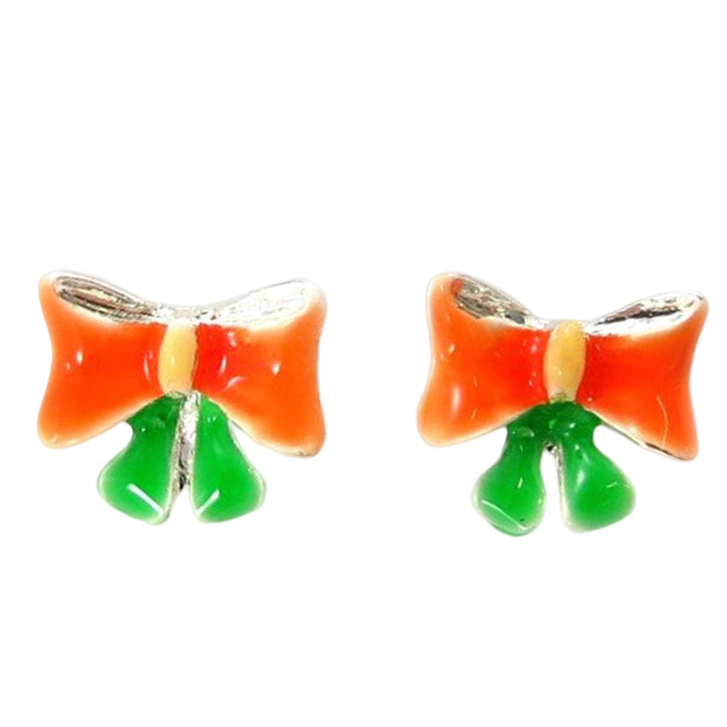 Boucles Créateur \'Nœud Romantique\' orange vert - 12x10 mm - [R8184]