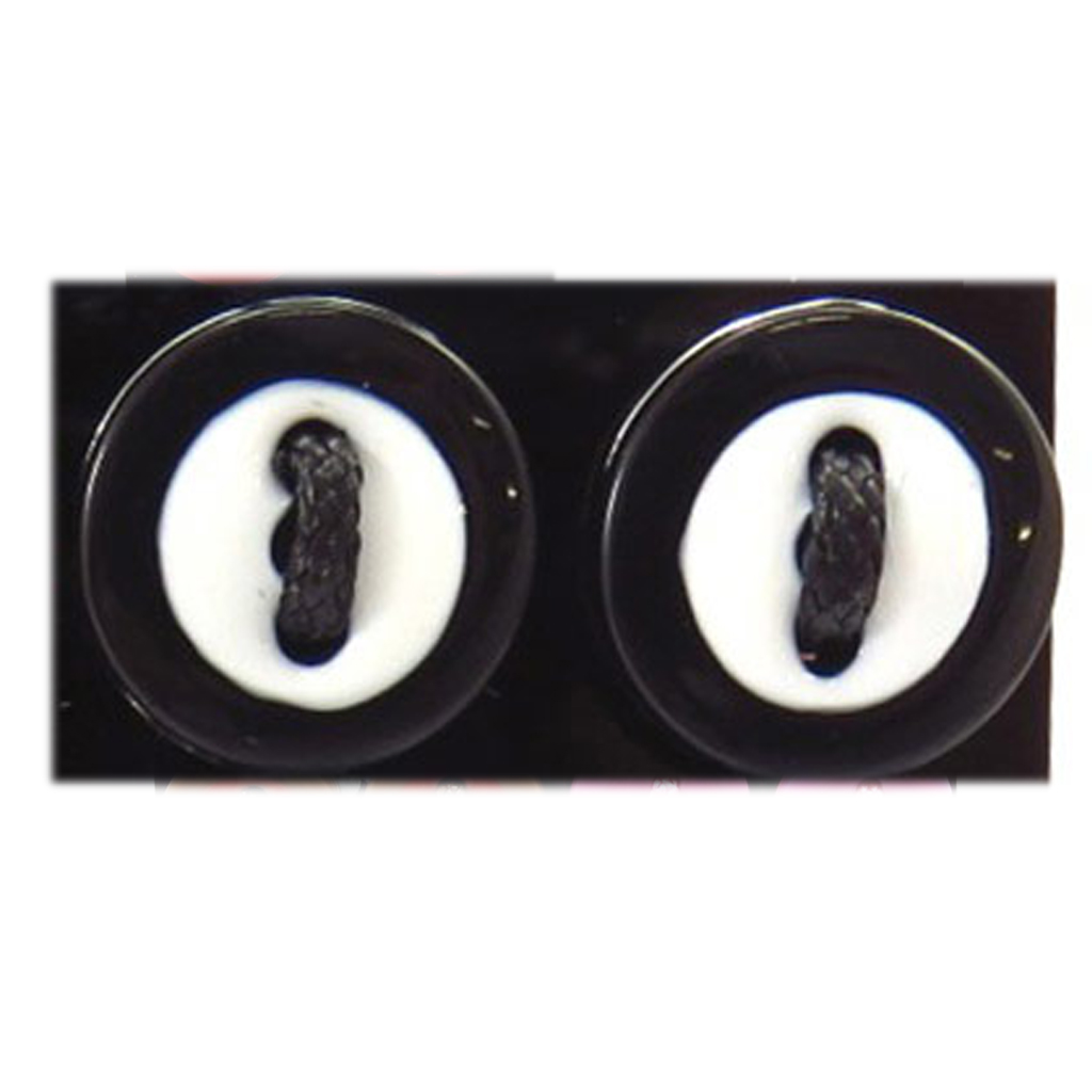 Boucles d\'oreilles \'Boutons\' noir blanc - 13 mm - [R8189]
