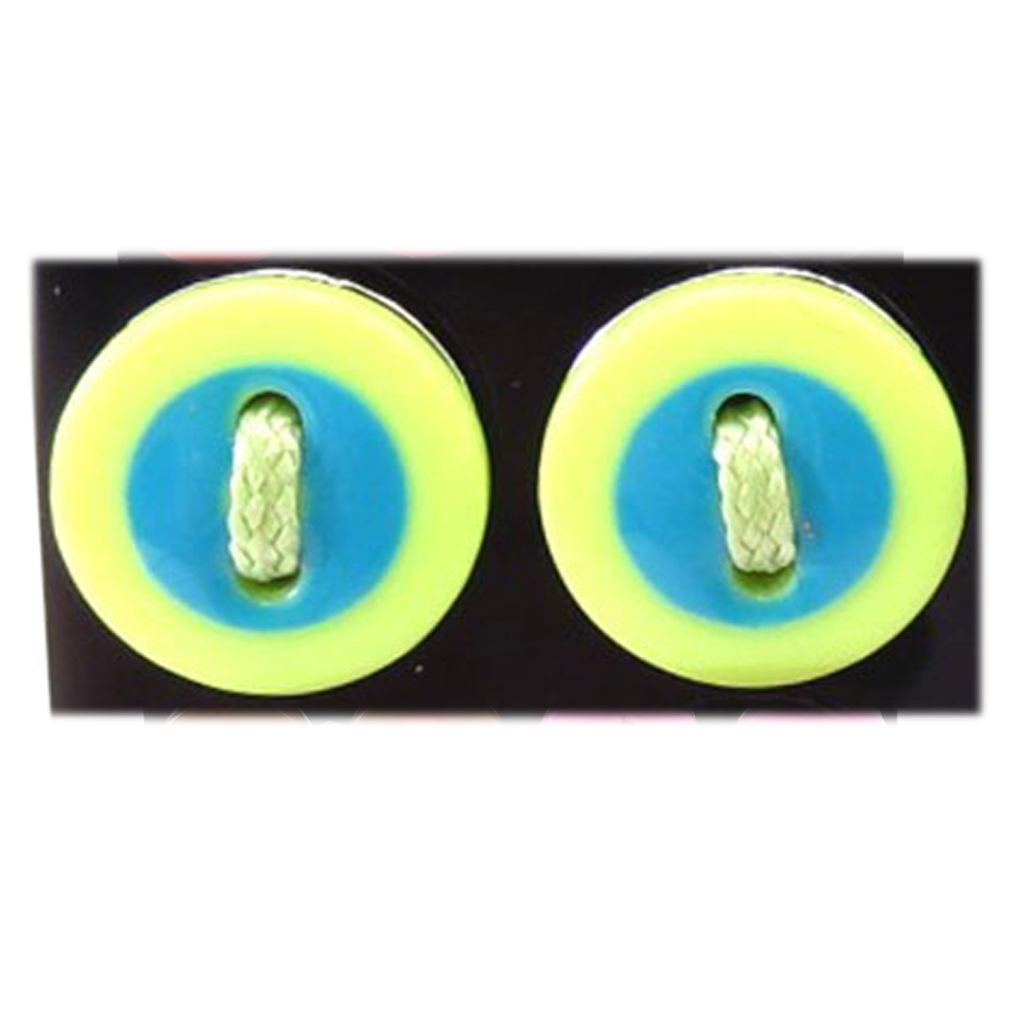 Boucles d\'oreilles \'Boutons\' vert bleu - 13 mm - [R8191]