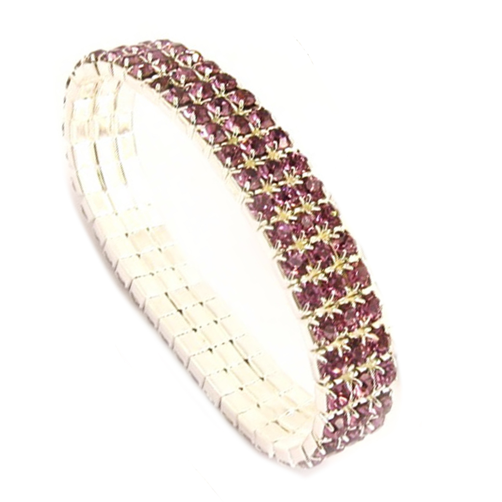 Bracelet strass élastique \'Sissi\' violet - 10 mm - [R8206]
