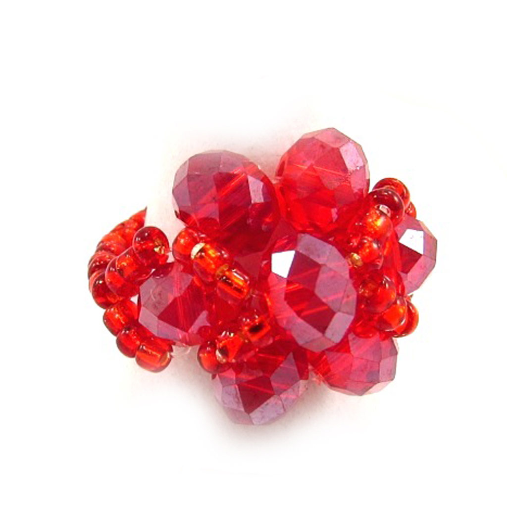 Bague ajustable perles \'Scarlett\' rouge - 15 mm - [R8211]