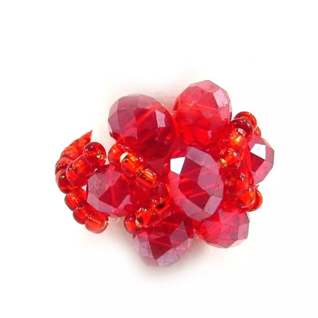les trésors de lily Bague ajustable perles 'Scarlett' rouge 15 mm [R8211]