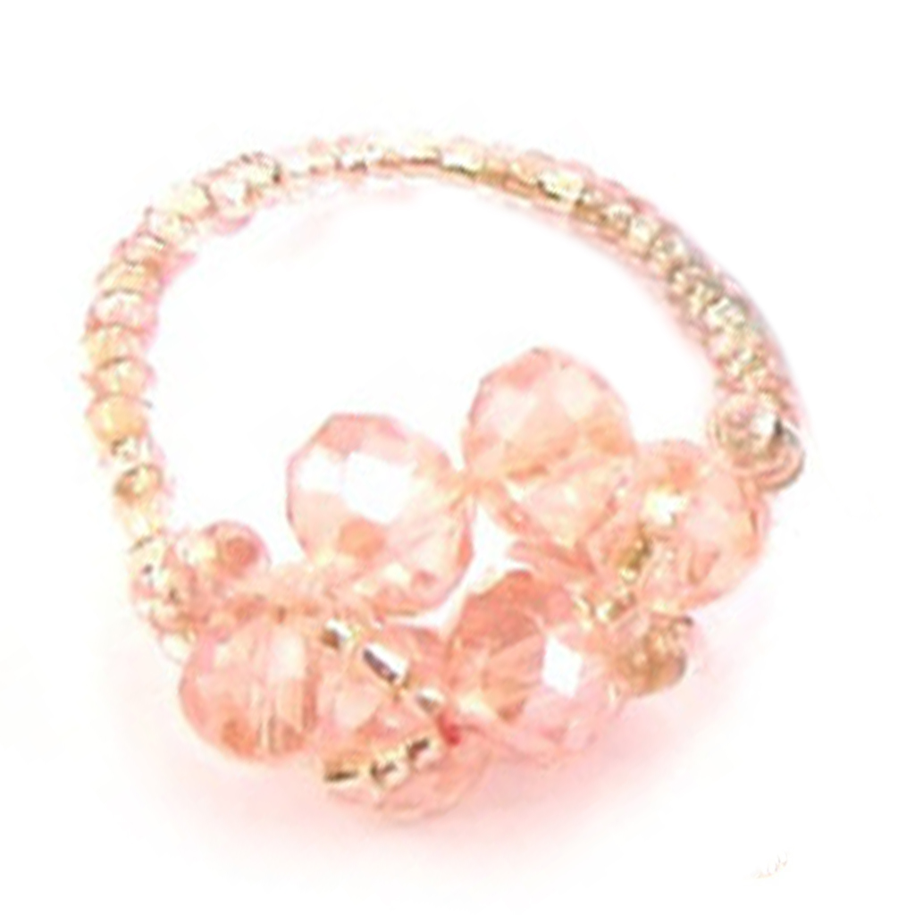 Bague ajustable perles \'Scarlett\' rose - 15 mm - [R8215]