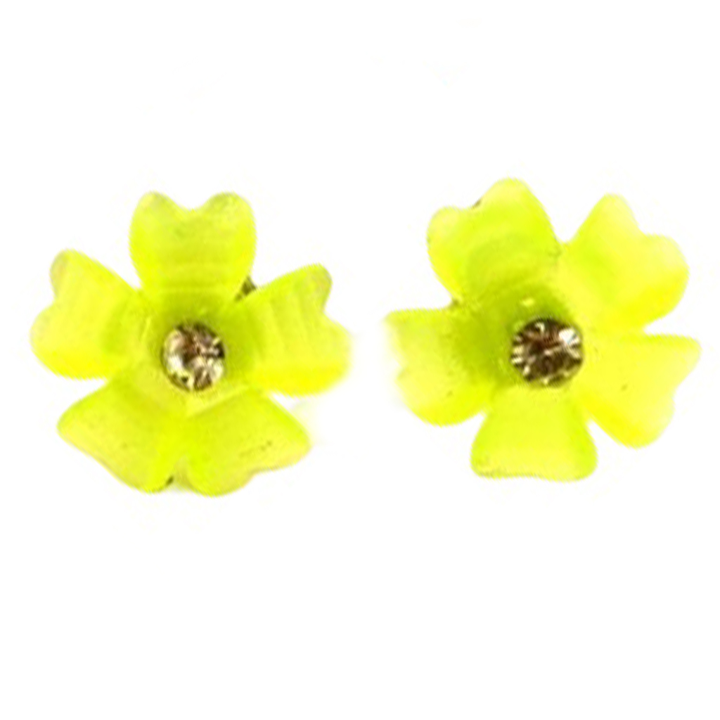 Boucles d\'oreilles \'Flora\' jaune - 13 mm - [R8217]