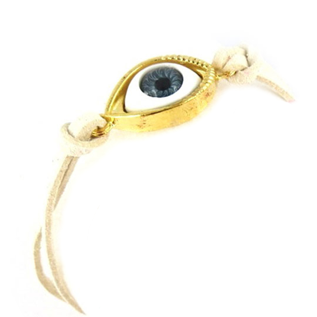 Bracelet créateur \'Oeil de Fatma\' beige  - [R8222]