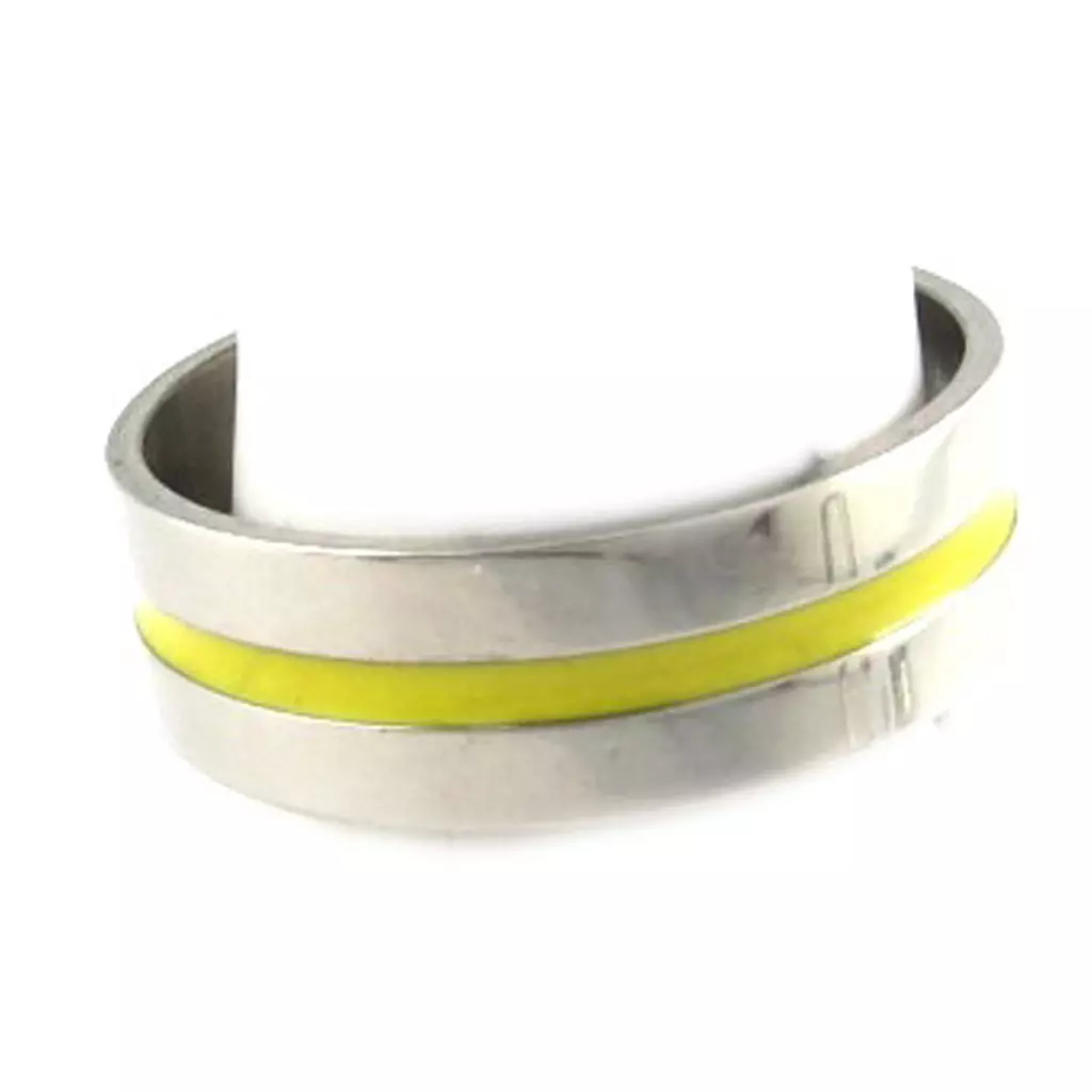 les trésors de lily Bague acier 'Peaceful' jaune argenté 7 mm [R8226]