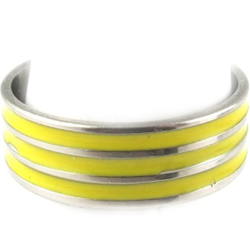 Bague acier \'Peaceful\' jaune argenté - 7 mm - [R8228]