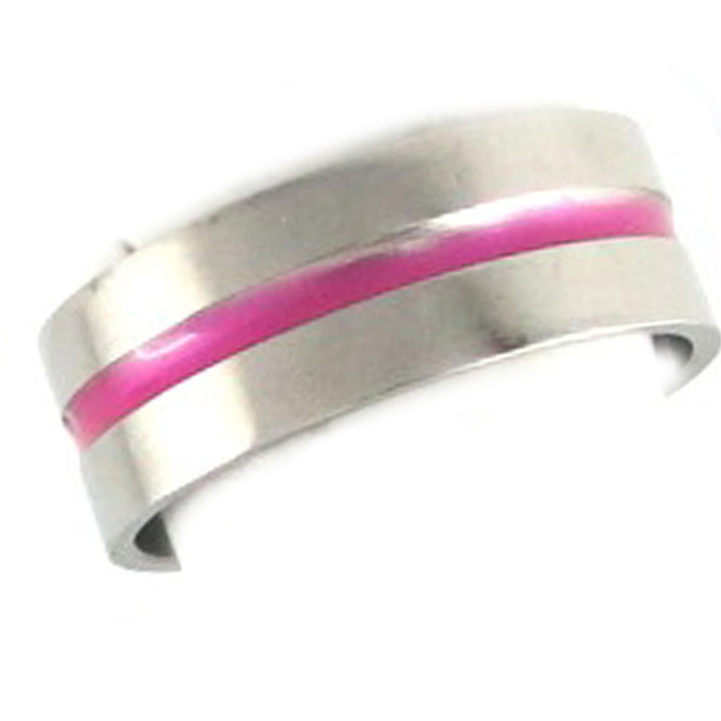 Bague acier \'Peaceful\' rose argenté - 7 mm - [R8231]