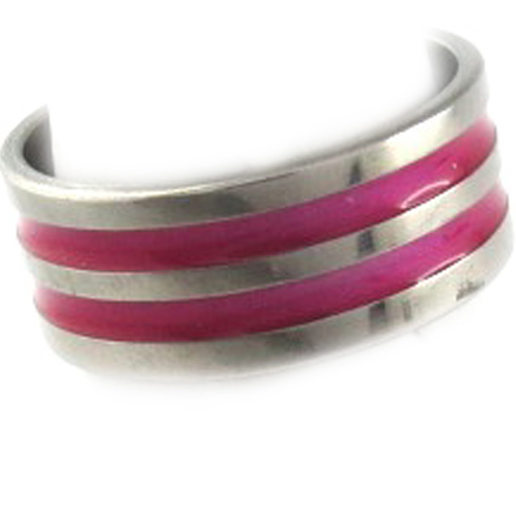 Bague acier \'Peaceful\' rose argenté - 7 mm - [R8235]