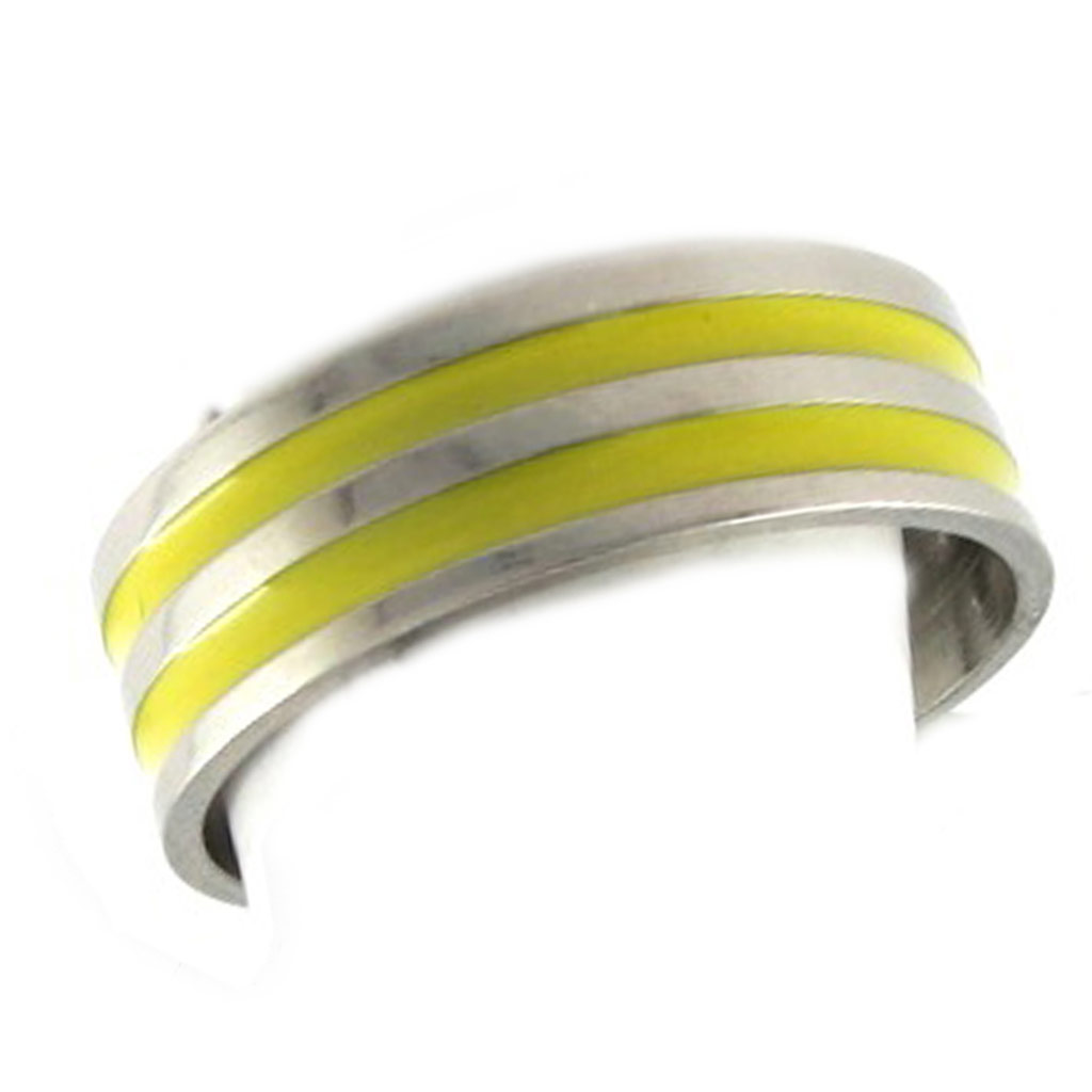 Bague acier \'Peaceful\' jaune argenté - 7 mm - [R8237]