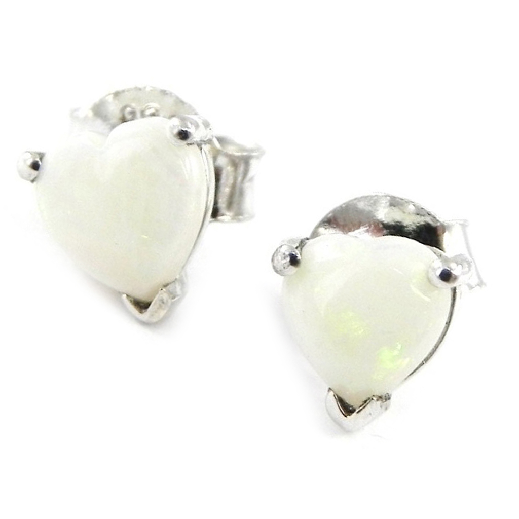 Boucles Argent \'Déesse Opale\' Blanc argenté (rhodié) - 5x5 mm - [G8699]