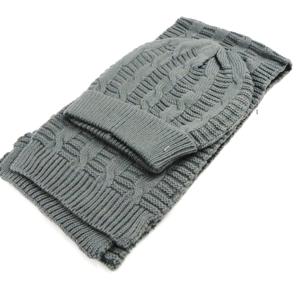 Ensemble bonnet + écharpe \'Indispensable\' gris - taille unique - [I1948]