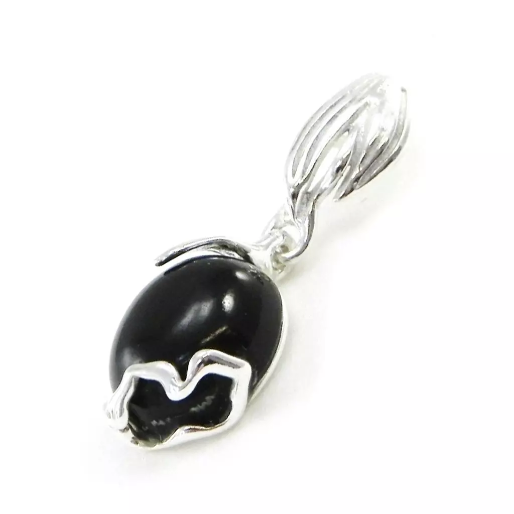 les trésors de lily Pendentif Argent 'Déesse Noir de Jais' noir argenté (rhodié) 28x10 mm [I8895]