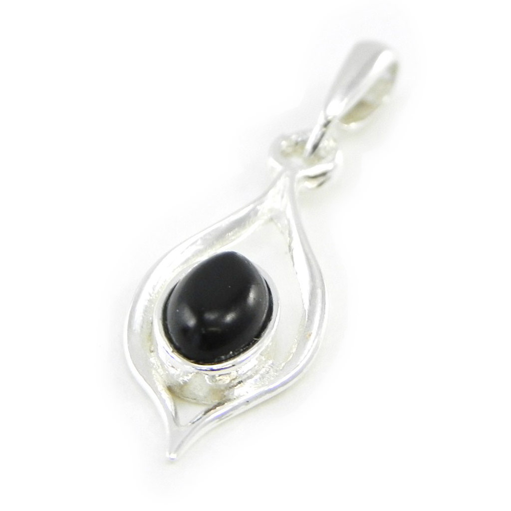 Pendentif Argent \'Déesse Noir de Jais\' noir argenté (rhodié) - 35x10 mm - [I8897]