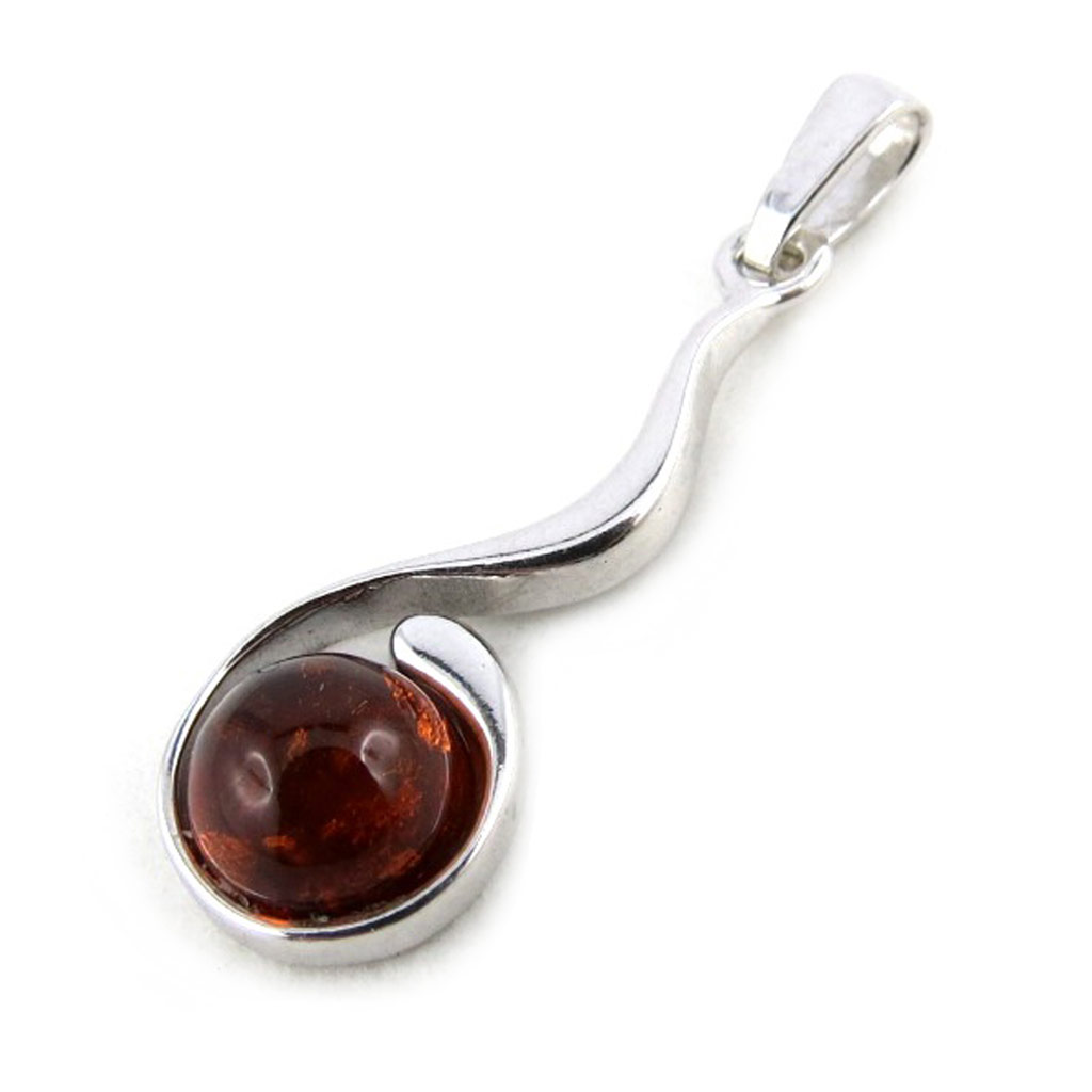 Pendentif Argent \'Inspiration\' Ambre (rhodié) - 26x11 mm - [N2177]