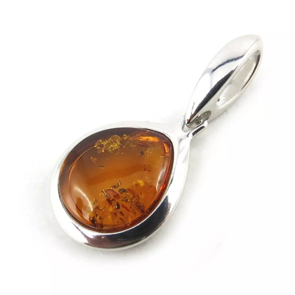 les trésors de lily Pendentif Argent 'Inspiration' Ambre (rhodié) 19x15 mm [N2183]