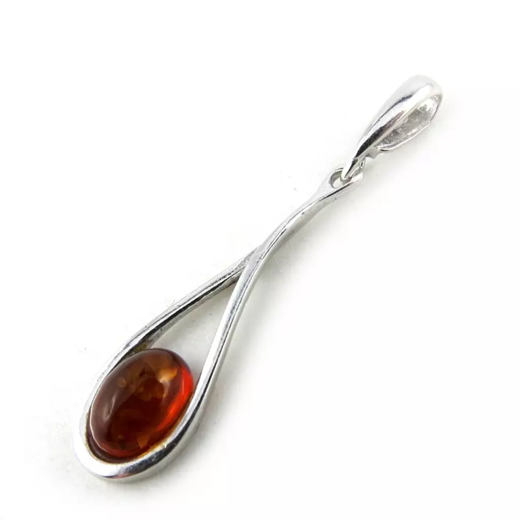 les trésors de lily Pendentif Argent 'Inspiration' Ambre (rhodié) 28x7 mm [N2187]