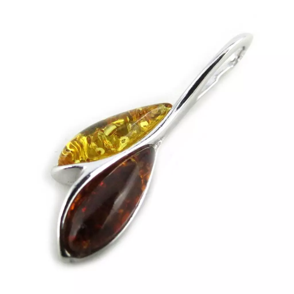 les trésors de lily Pendentif Argent 'Inspiration' Ambre cognac miel (rhodié) 18x10 mm [N2197]