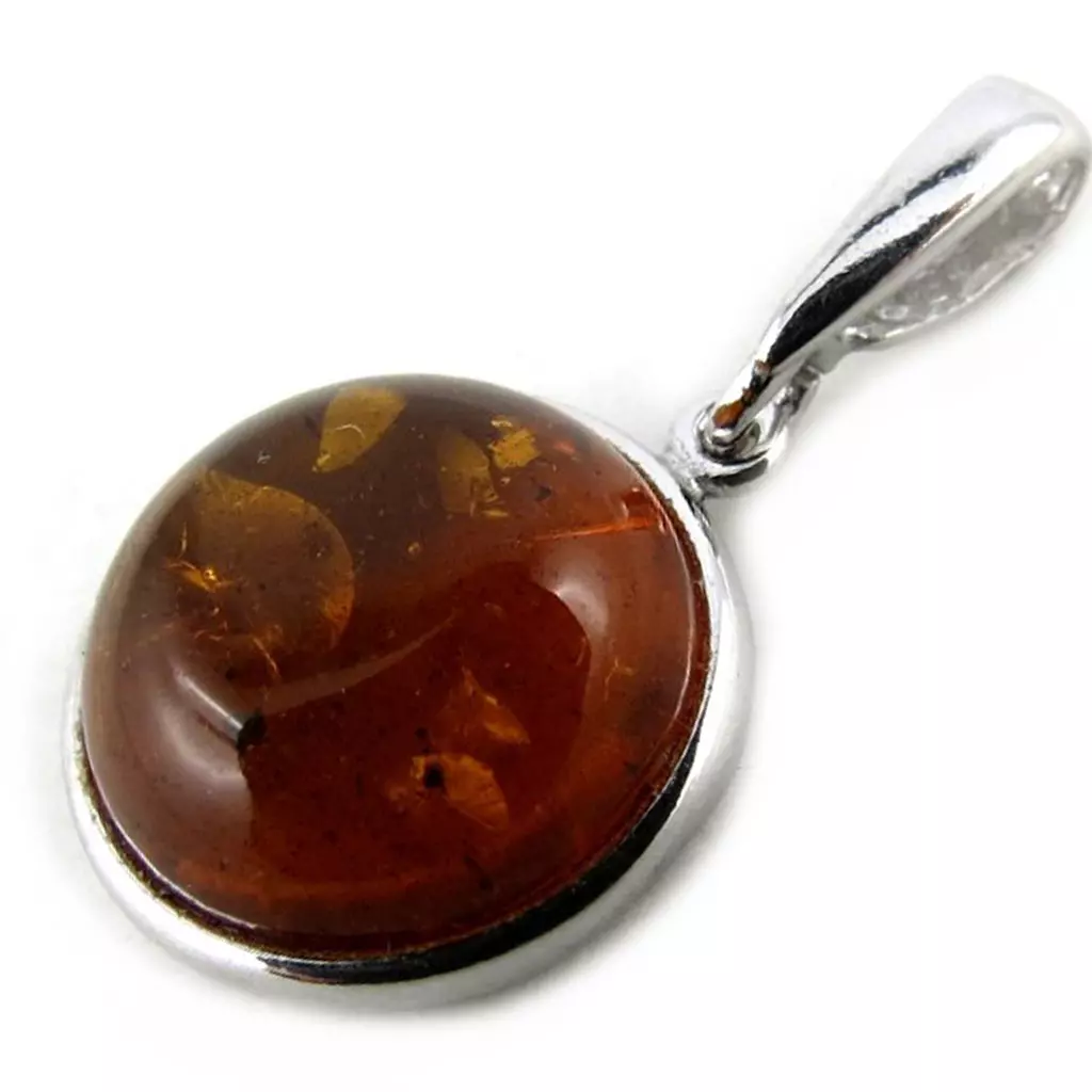 les trésors de lily Pendentif Argent 'Inspiration' Ambre cognac (rhodié) 13 mm [N2203]