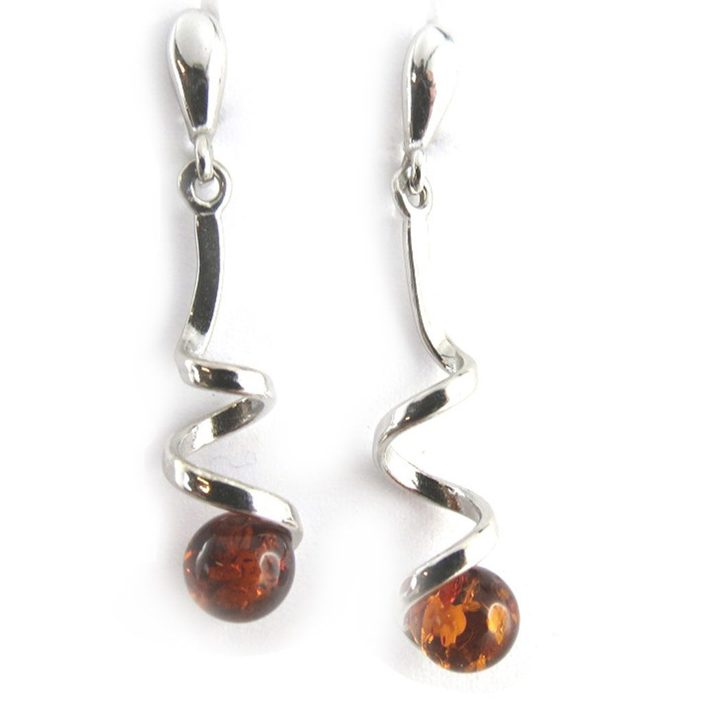 Boucles Argent \'Inspiration\' Ambre (rhodié) - 36x8 mm - [N2237]