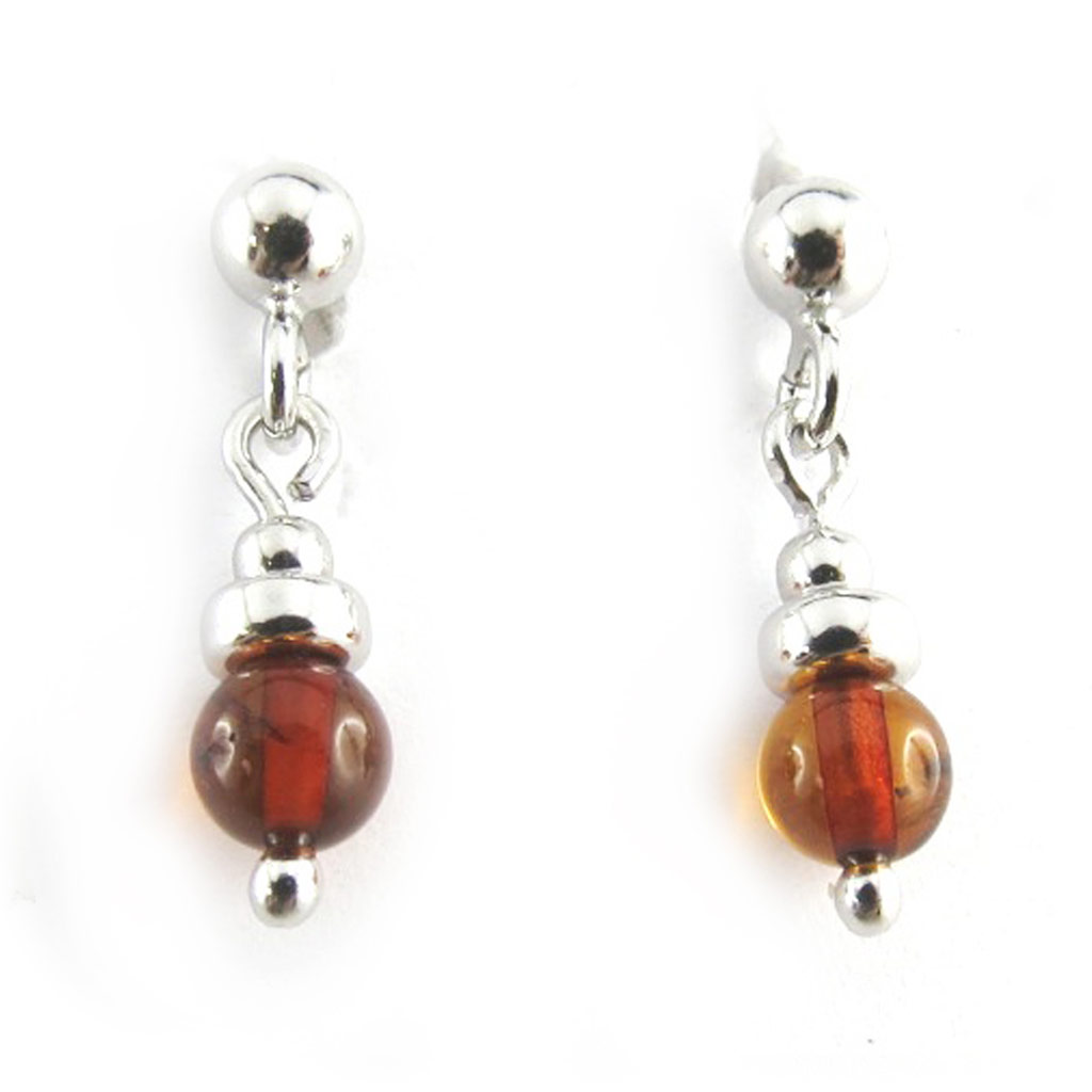 Boucles Argent \'Inspiration\' Ambre (rhodié) - 20x5 mm - [N2250]