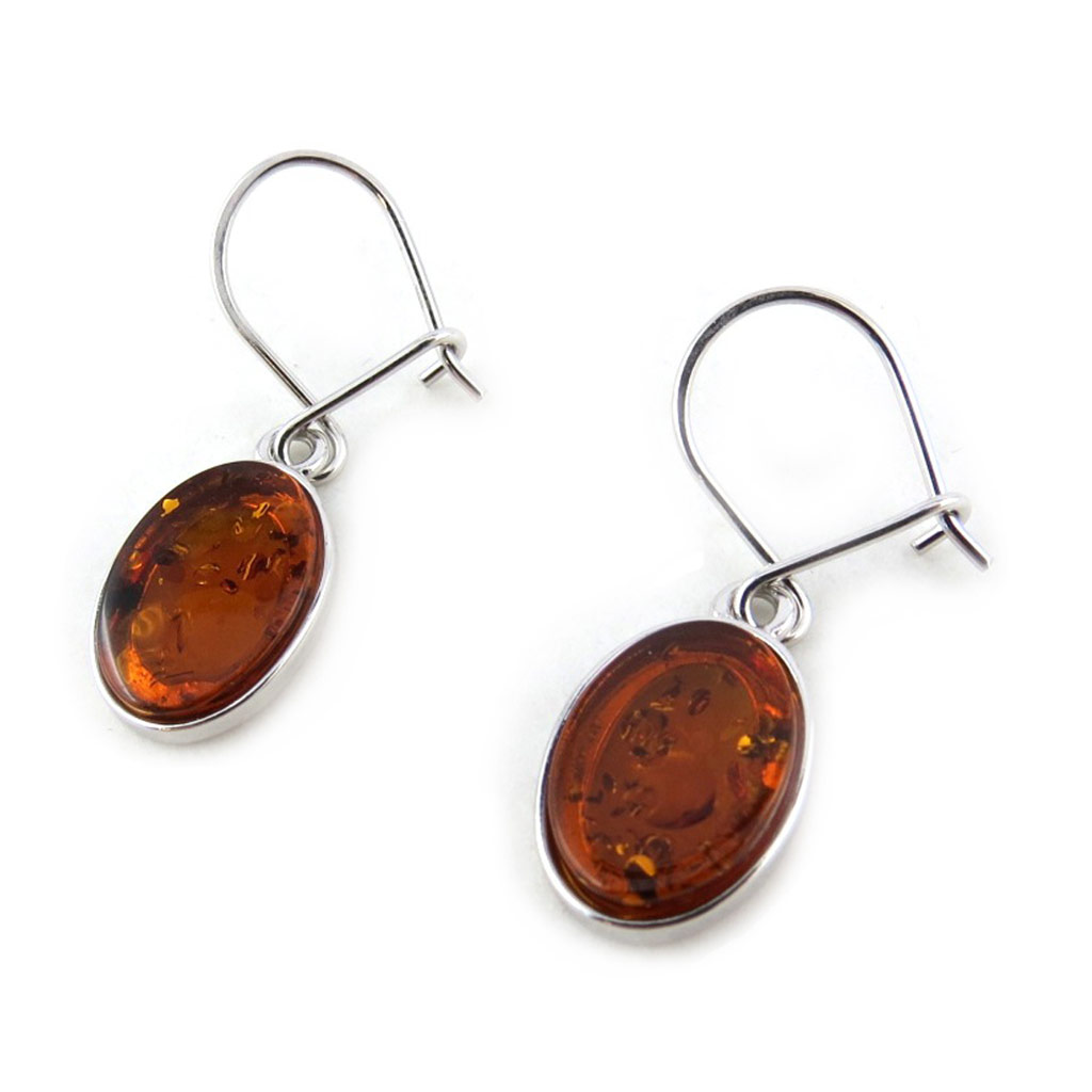 Dormeuses Argent \'Inspiration\' ambre (rhodié) - 15x11 mm - [N2262]