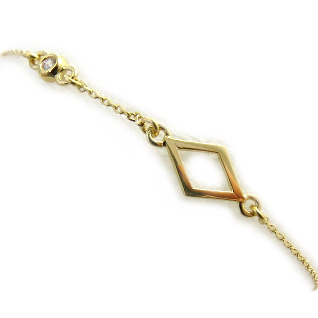 Bracelet plaqué or \'Jeux de Cartes\' blanc doré (carreaux) - 12x8 mm - [N2835]