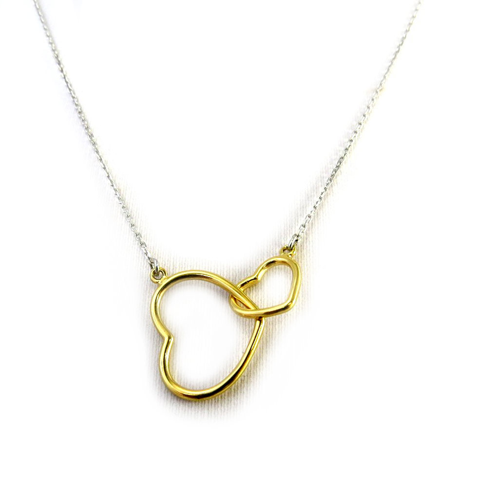 Collier Argent \'Love\' argenté doré (rhodié) - 30x16 mm - [N2880]