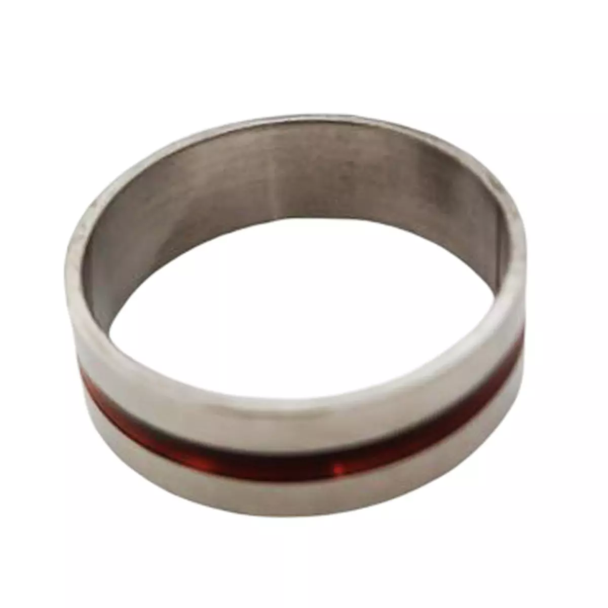 les trésors de lily Bague acier 'Peaceful' rouge argenté 7 mm [R8242]