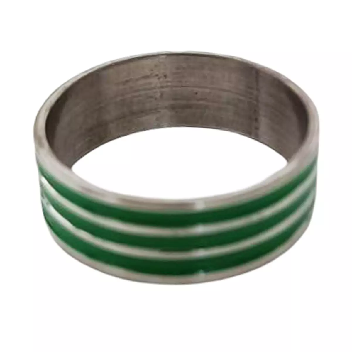 les trésors de lily Bague acier 'Peaceful' vert argenté 7 mm [R8245]